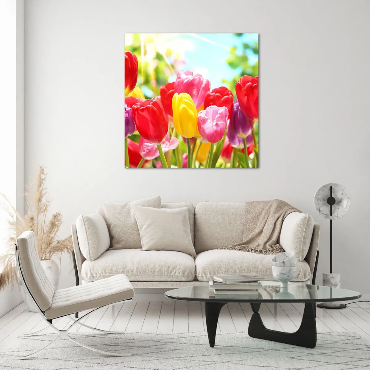 Glastavla - Bild på glas - Det är vi, majfärgerna! - 70x70 cm