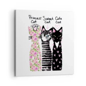 Canvastavla - Bild på duk - Det var en gång tre katter - 60x60 cm