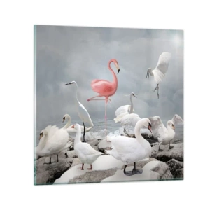 Glastavla - Bild på glas - Hur har jag hamnat här? - 70x70 cm