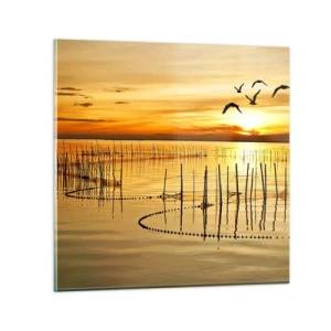 Glastavla - Bild på glas - Fiskevatten - 30x30 cm