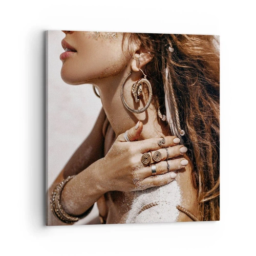 Canvastavla - Bild på duk - Vilda strandens drottning - 70x70 cm