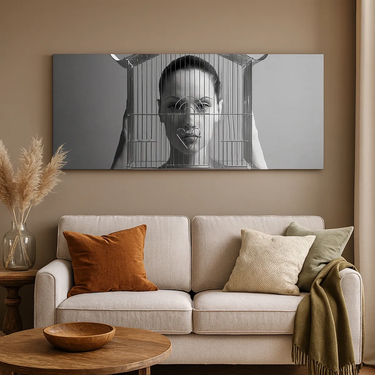 Canvastavla - Bild på duk - Något surrealistisk porträtt - 30x30 cm