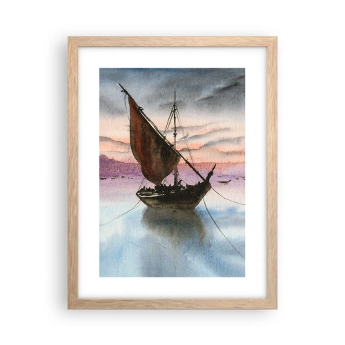 Affisch i ram av ljusek - Kväll i hamnen - 30x40 cm