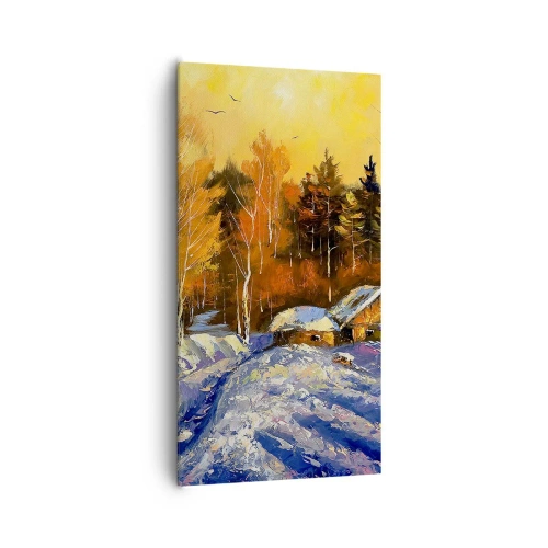 Canvastavla - Bild på duk - Vinterimpression i solen - 65x120 cm