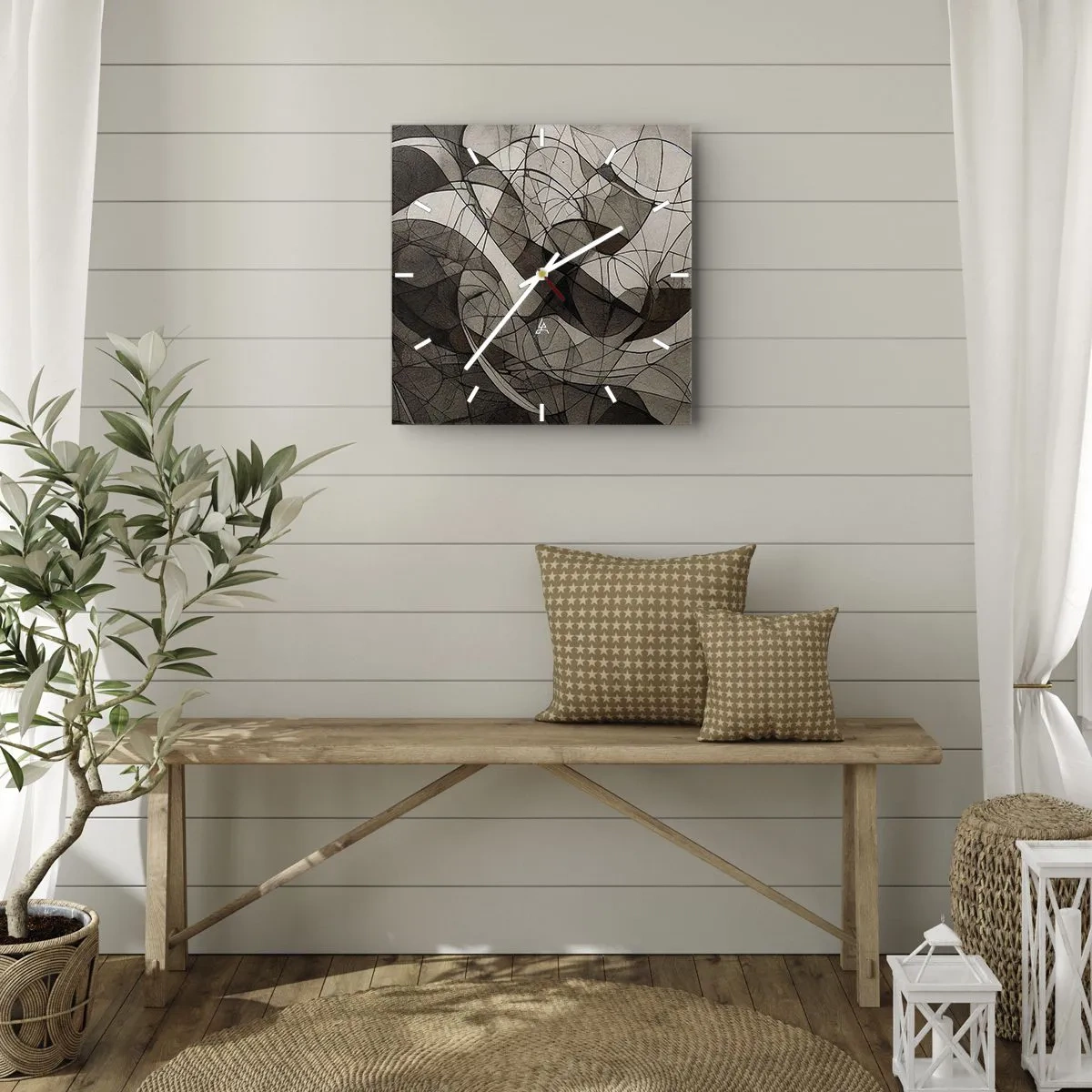 Väggklocka - Klocka på glas - Cirkulation av jordens färger - 40x40 cm