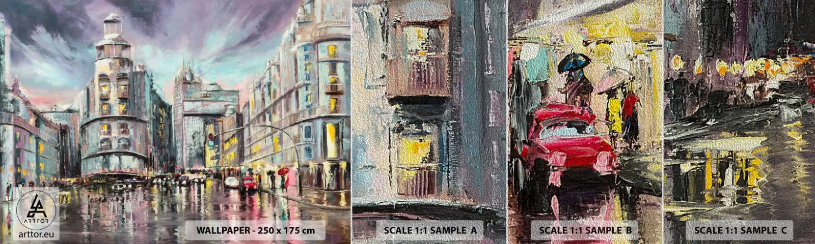 Provbit av fototapet Premium Sand - Det blir en lyckad kväll - Stad, Madrid, Arkitektur - 100x30 cm