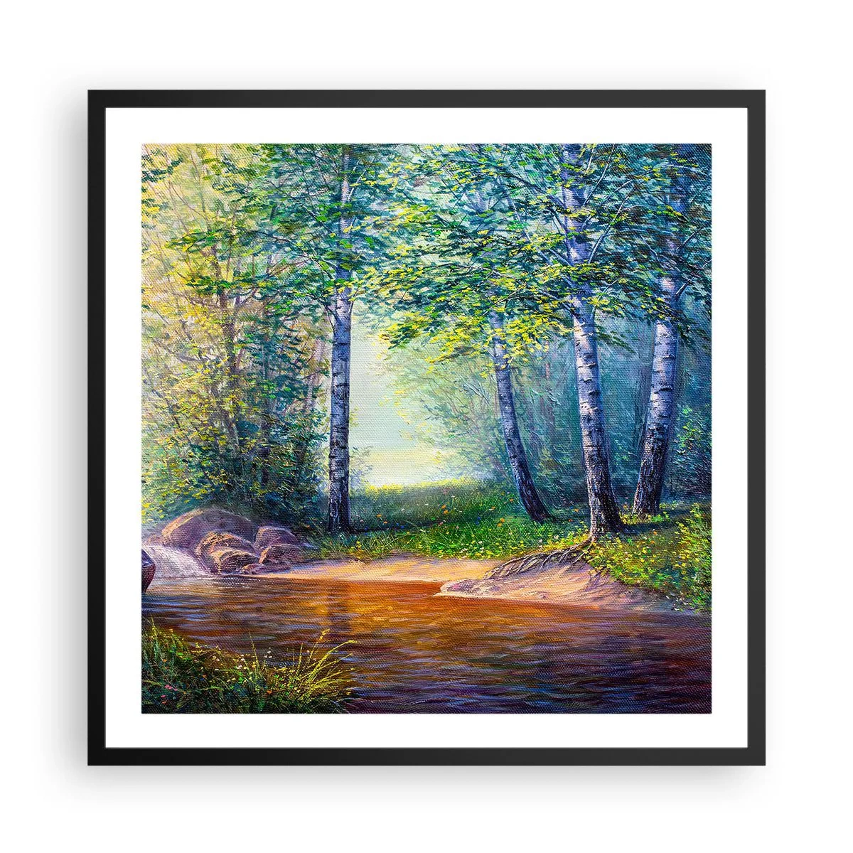 Affisch i svart ram - Idyllisk vy - 60x60 cm