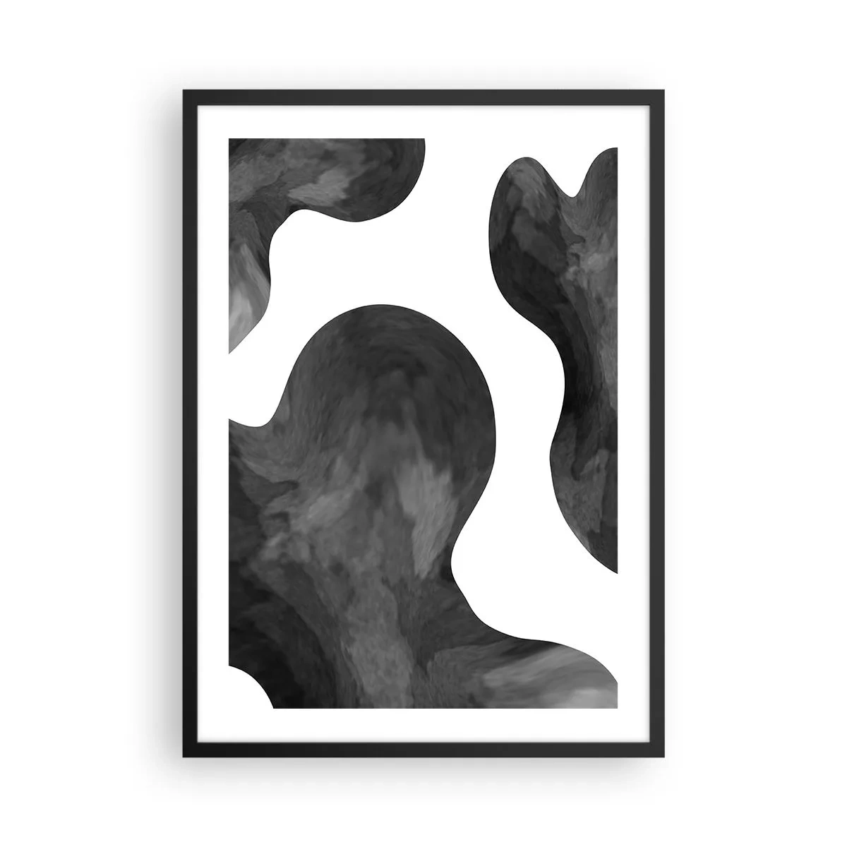 Affisch i svart ram - Abstrakt komposition i svartvitt med organiska former - 50x70cm - Mjölkvägen - Modern väggdekoration för vardagsrum och sovrum ARTTOR