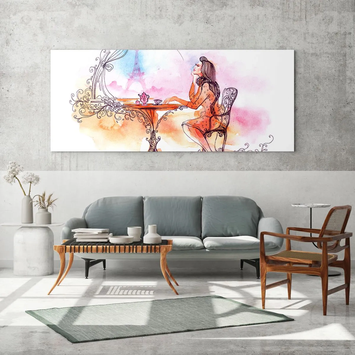 Glastavla - Bild på glas - Paris stil - 120x50 cm