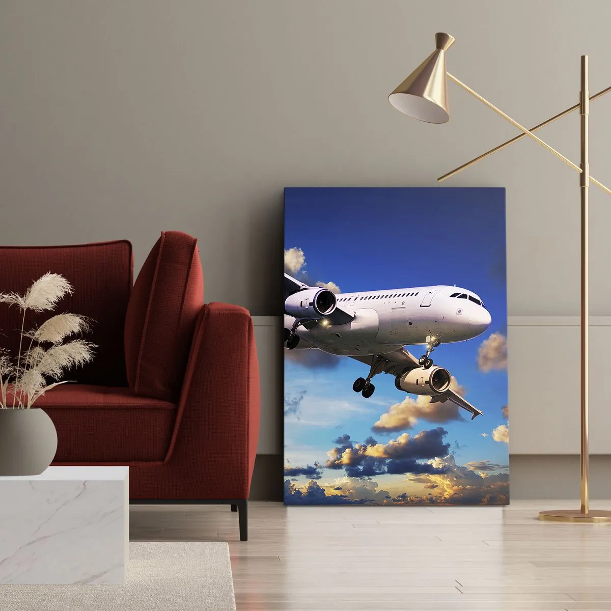 Canvastavla - Bild på duk - Resa i vitt och blått - 50x70 cm