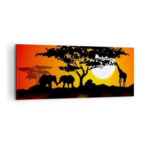 Canvastavla - Bild på duk - Ett möte ute i savannen - 100x40 cm