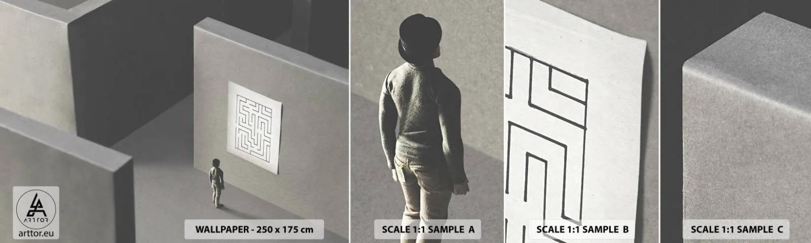 Provbit av självhäftande fototapet Deluxe Sticker - Men var är jag? - Labyrint, Abstraktion, Bit - 100x30 cm