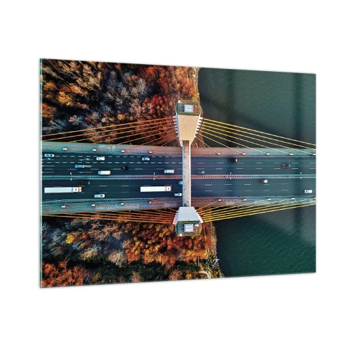 Glastavla - Bild på glas - Bortom vatten, bortom skog - 100x70 cm