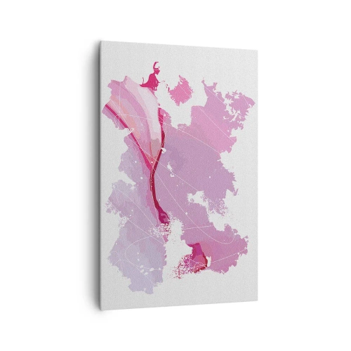 Canvastavla - Bild på duk - Karta över en rosa värld - 80x120 cm