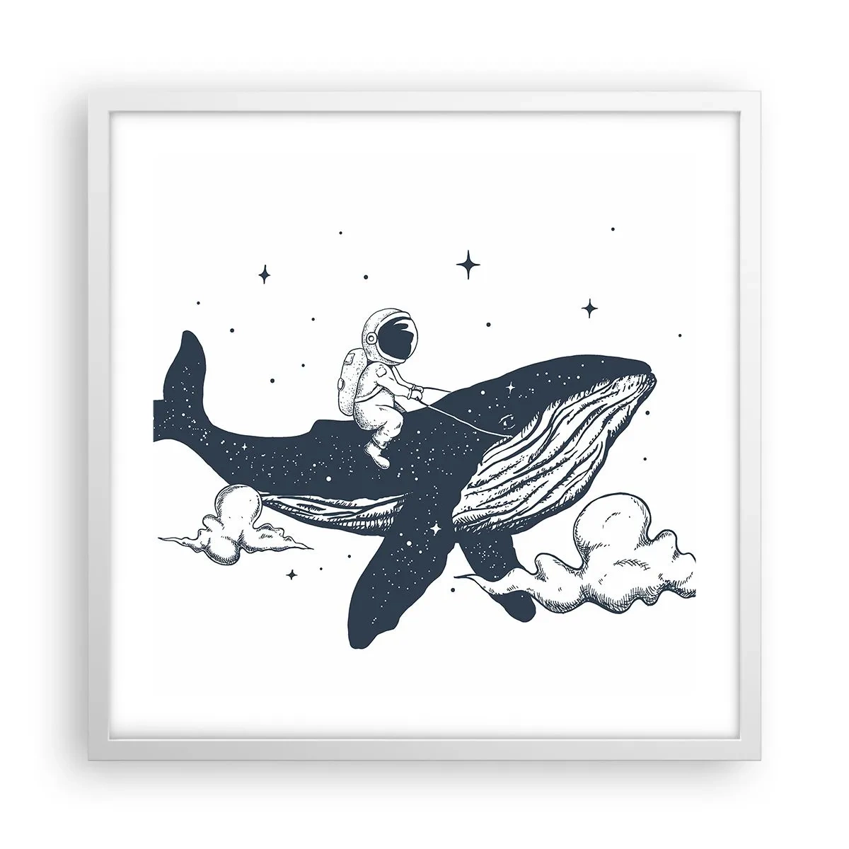 Affisch i vit ram - Rymdäventyr - 50x50 cm