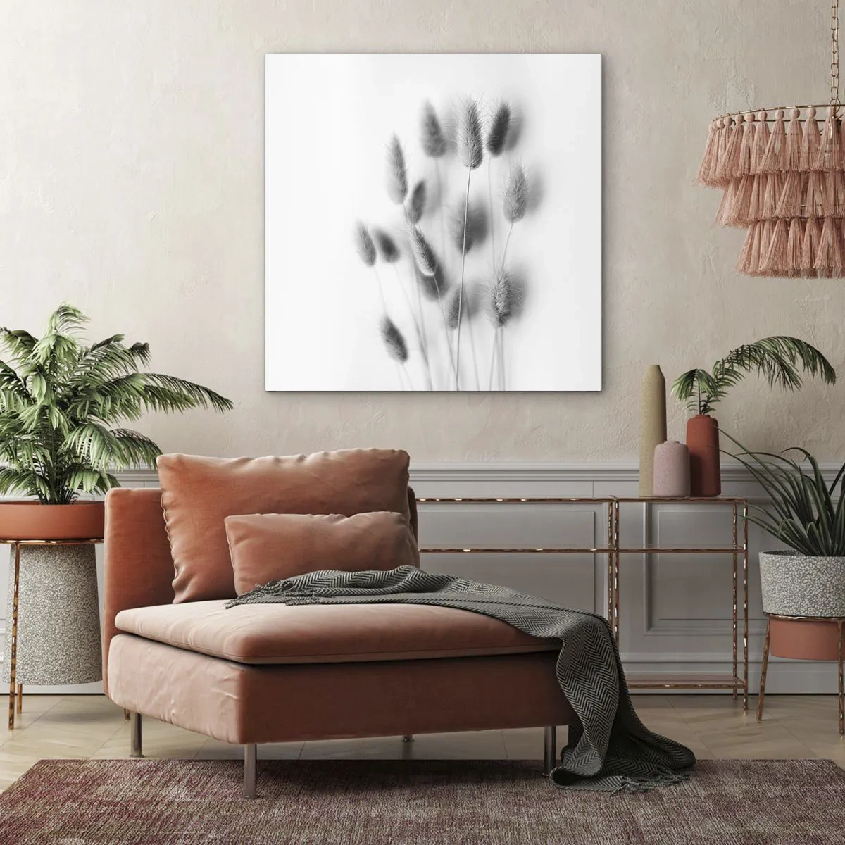 Canvastavla - Bild på duk - Fluffigt gräs - 60x60 cm