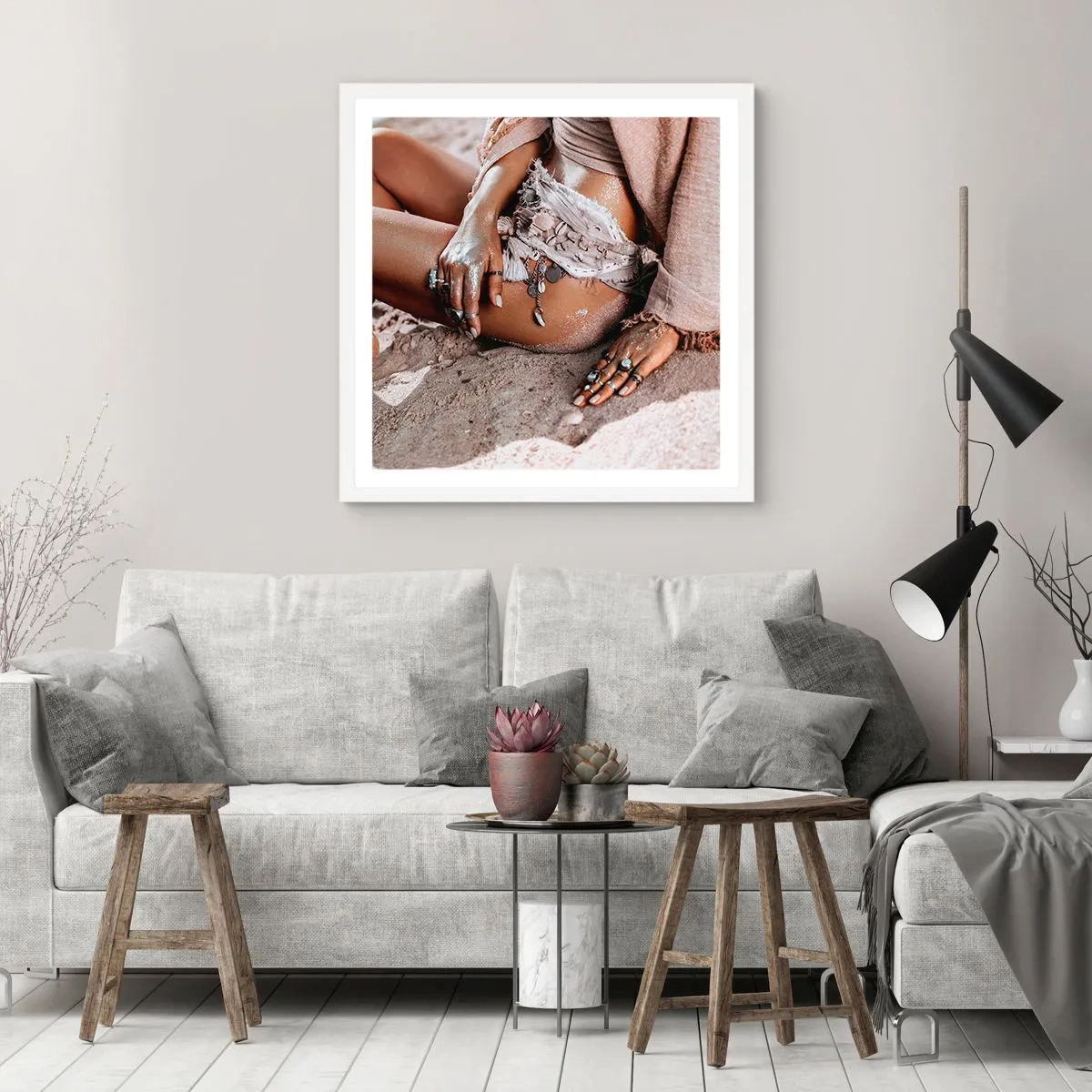 Affisch i vit ram - Utkastad av vågorna? - 60x60 cm