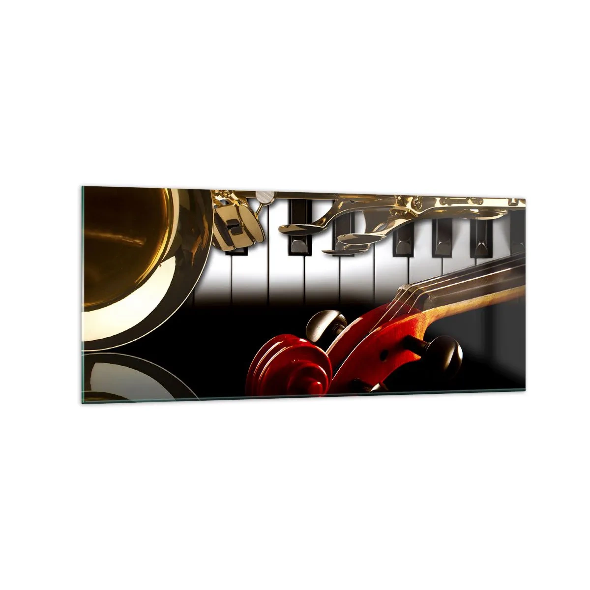 Glastavla - Bild på glas - Plåt, trä och elfenben - 120x50 cm