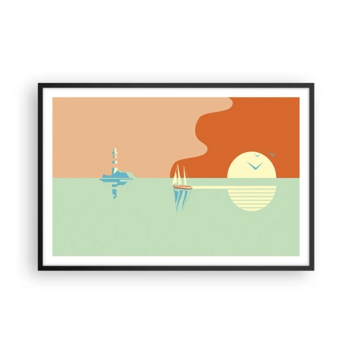 Affisch i svart ram - Perfekt havslandskap - 91x61 cm
