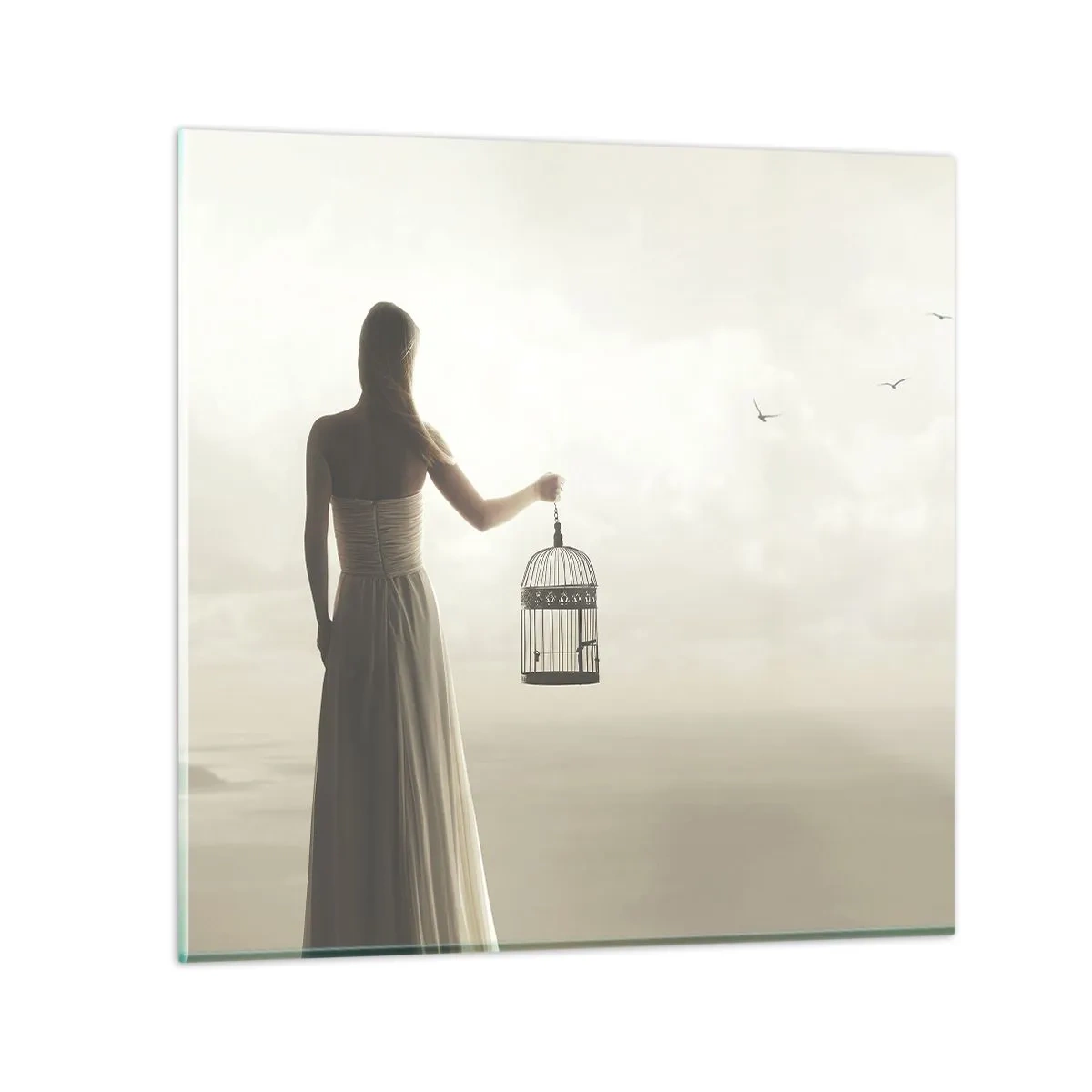 Glastavla - Bild på glas - Var fri - 70x70 cm
