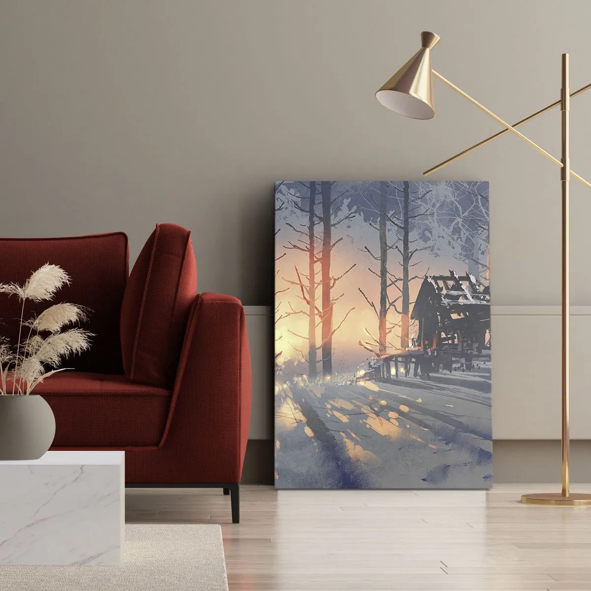 Canvastavla - Bild på duk - det är bara solen som tittar in här - 45x80 cm