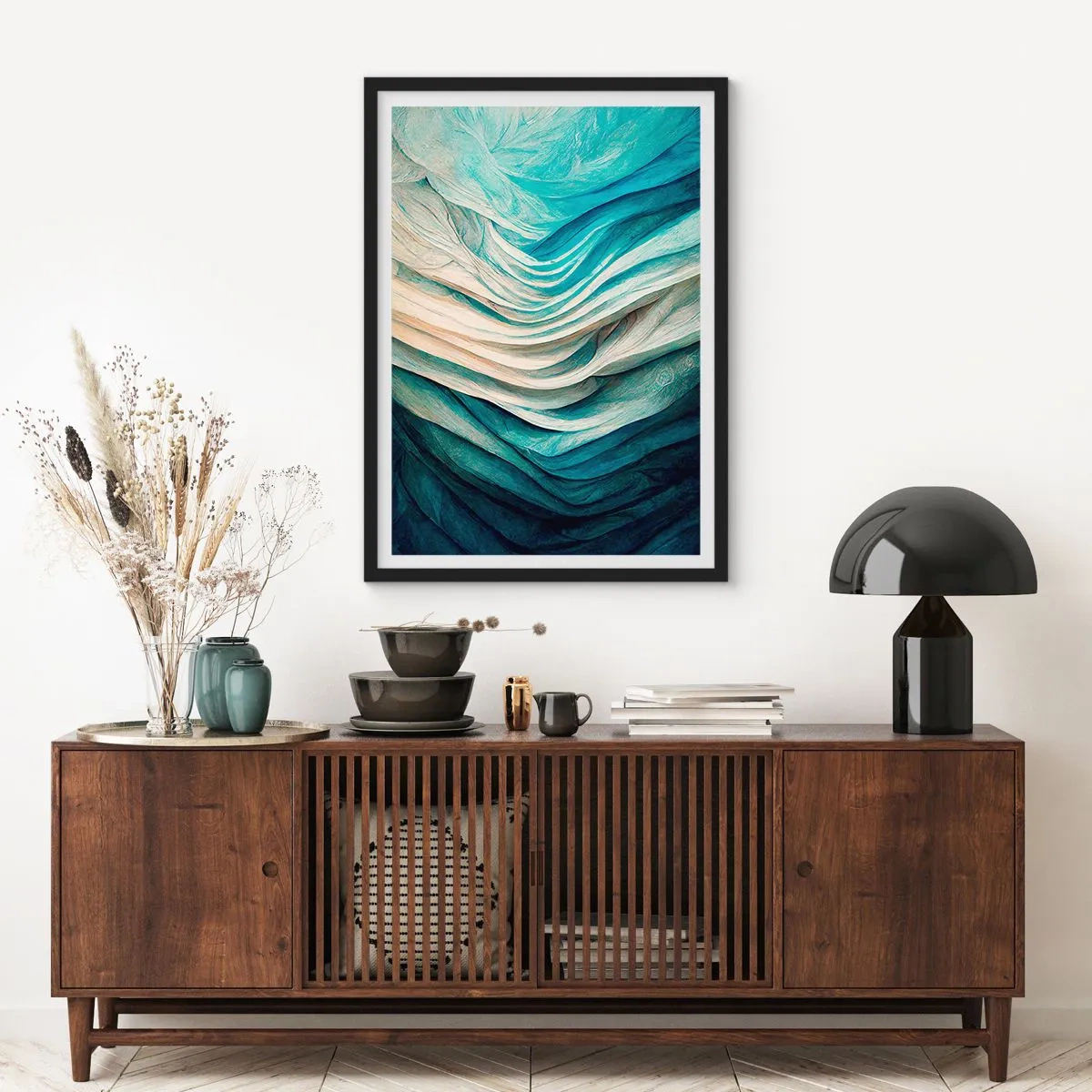 Affisch i svart ram - Blå omättlighet - 40x50 cm