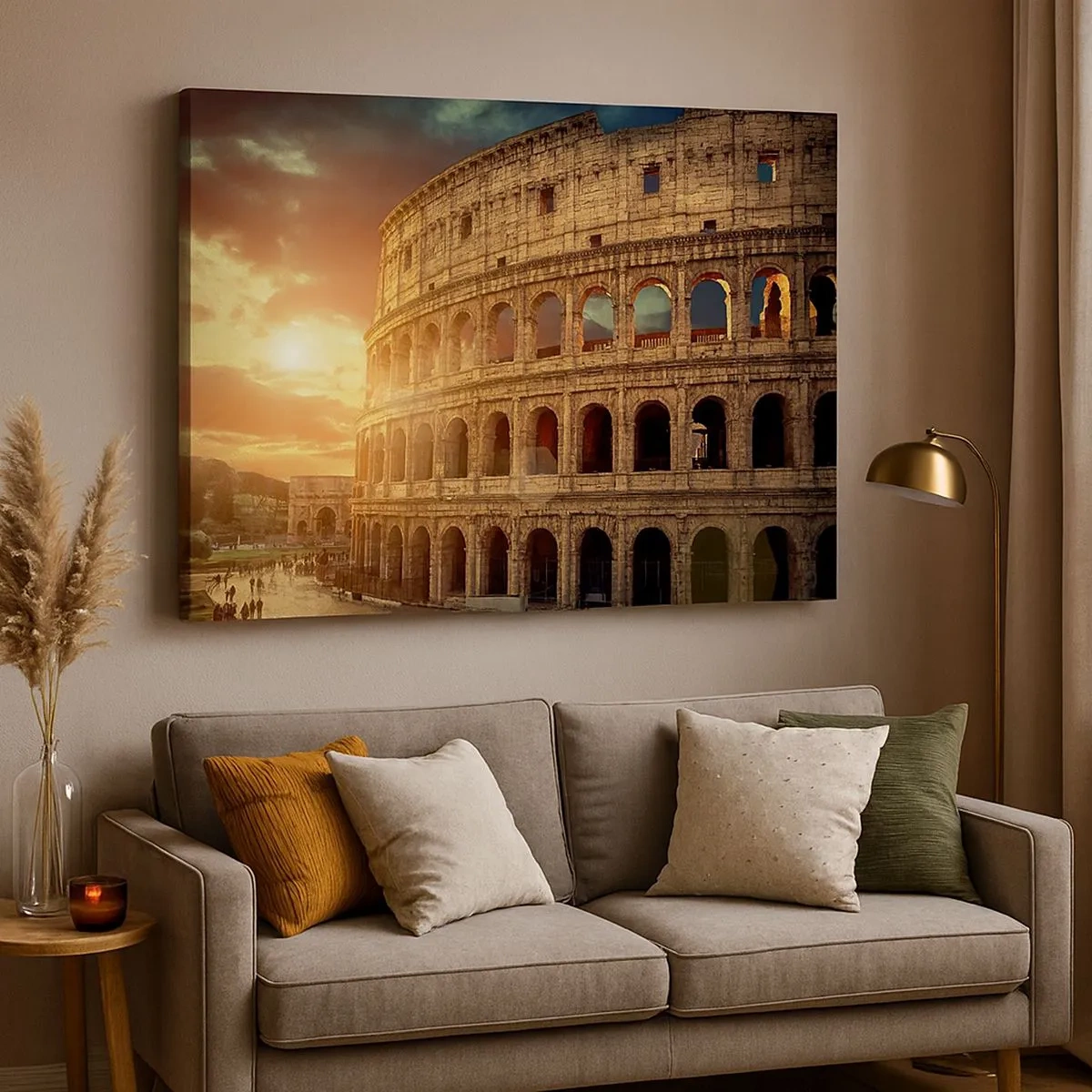 Canvastavla - Bild på duk - Colosseum i Rom vid solnedgången - 70x50cm - Kolossalt intryck - Modern väggdekoration för vardagsrum och sovrum ARTTOR