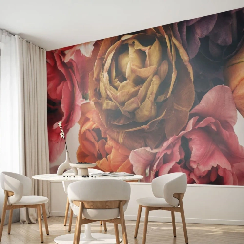 Fototapet Premium Canvas - Livets högtid - Blombukett, Blommor, Pion - 400x280 cm