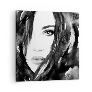 Canvastavla - Bild på duk - En damportätt i svart och vit - 50x50 cm