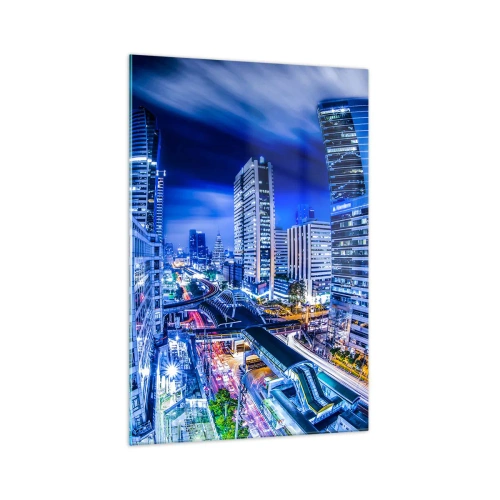 Glastavla - Bild på glas - Stadens nattrytmer - 70x100 cm