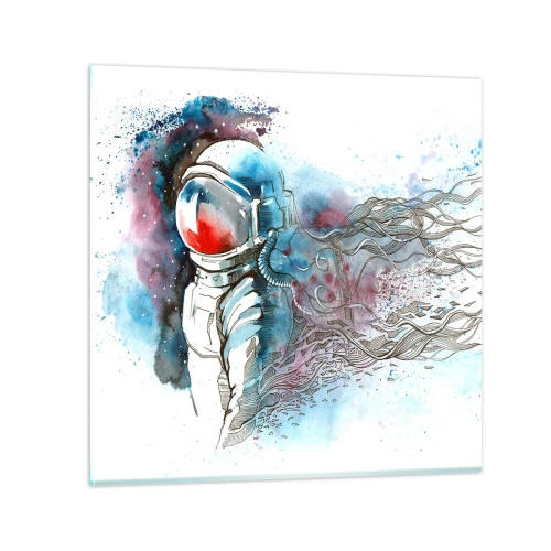 Glastavla - Bild på glas - Ensam med rymden - 40x40 cm