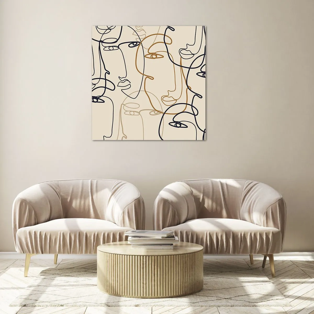 Glastavla - Bild på glas - Mångfaldigad porträtt - 70x70 cm