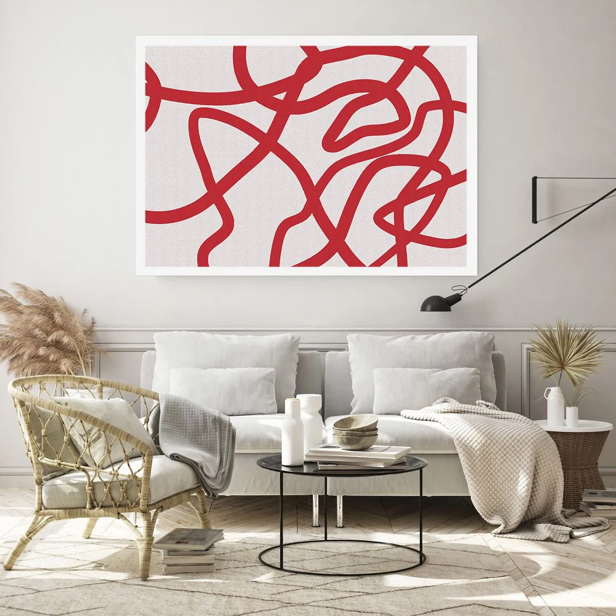 Affisch - Rött på vitt - 70x50 cm