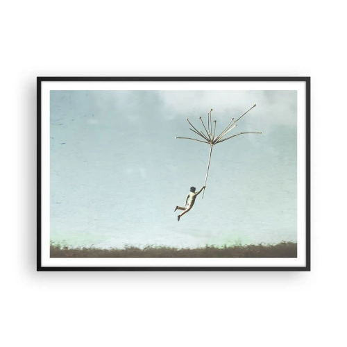 Affisch i svart ram - Drakar, maskrosor, vind - 100x70 cm