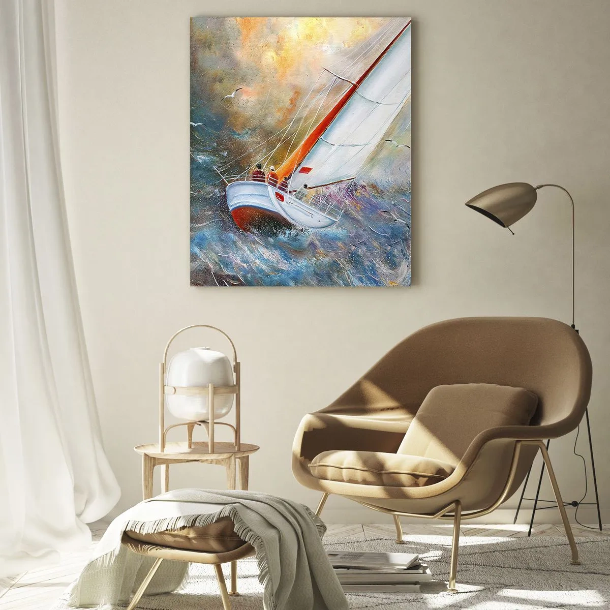 Glastavla - Bild på glas - Springande på vågorna - 50x70 cm