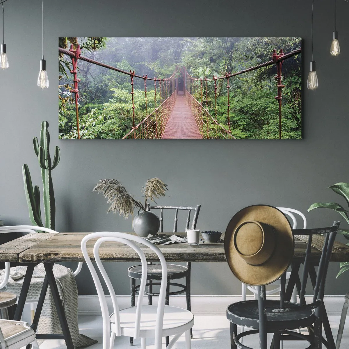Canvastavla - Bild på duk - Upphängd i trädkronorna - 100x40 cm