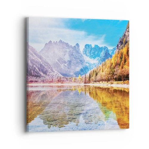 Canvastavla - Bild på duk - Det är redan höst i fjällen - 40x40 cm