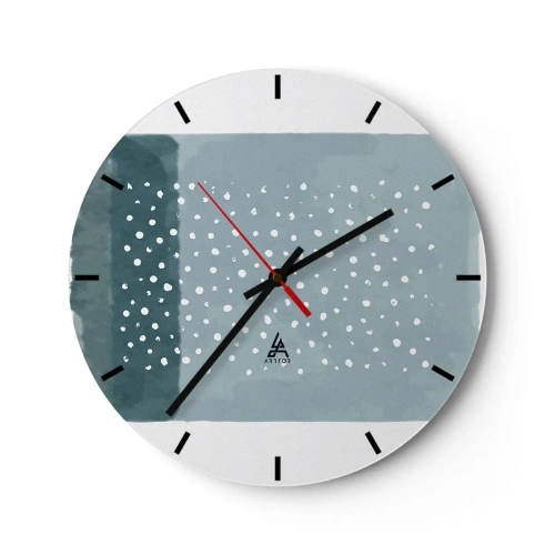 Väggklocka - Klocka på glas - Uppstådda ur det blåa - 40x40 cm