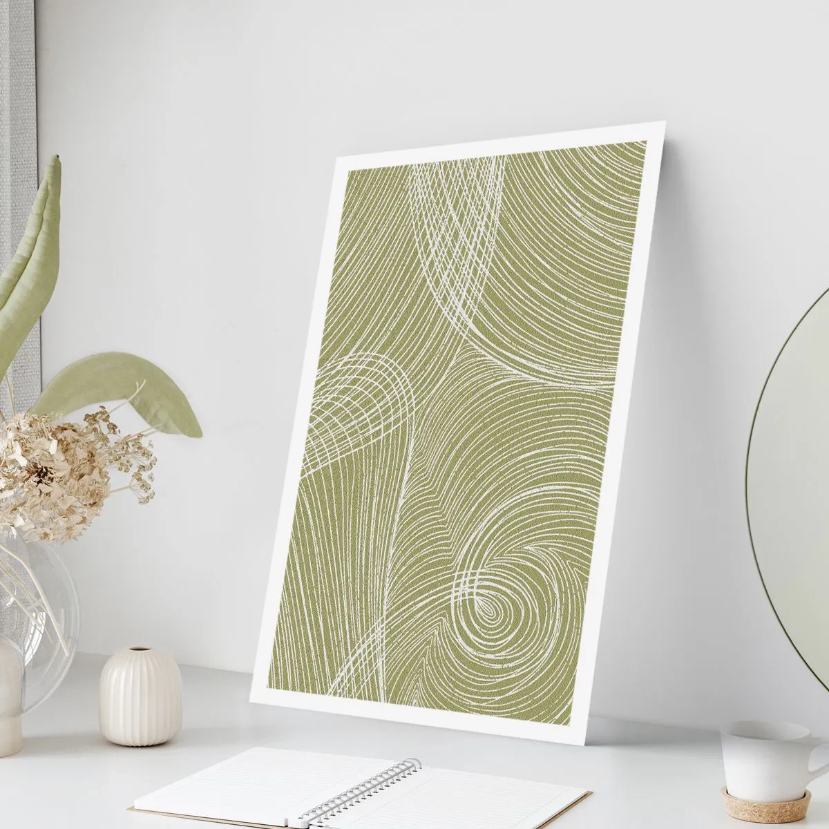 Affisch - Intrikat abstraktion i vitt - 40x50 cm