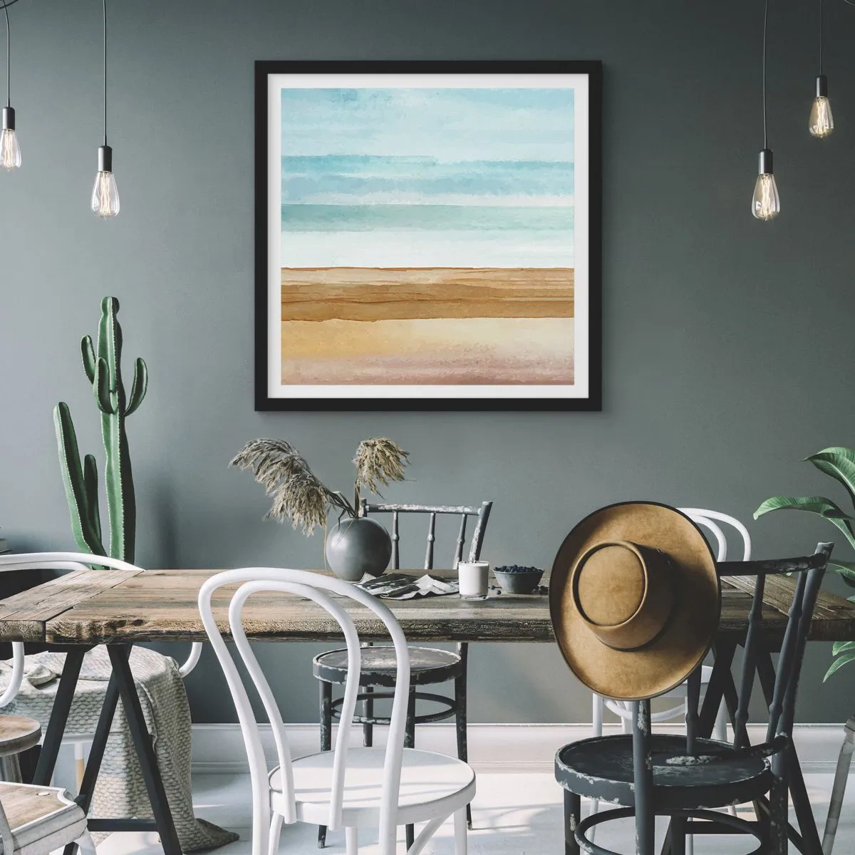 Affisch i svart ram - Svalkande - 60x60 cm