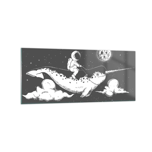 Glastavla - Bild på glas - Rymdryttare - 120x50 cm