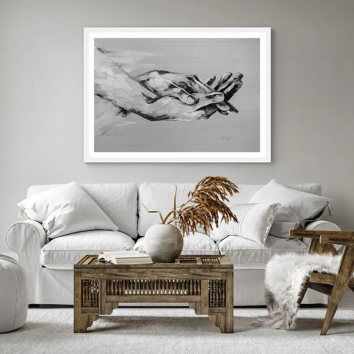 Affisch i vit ram - Början... - 100x70 cm