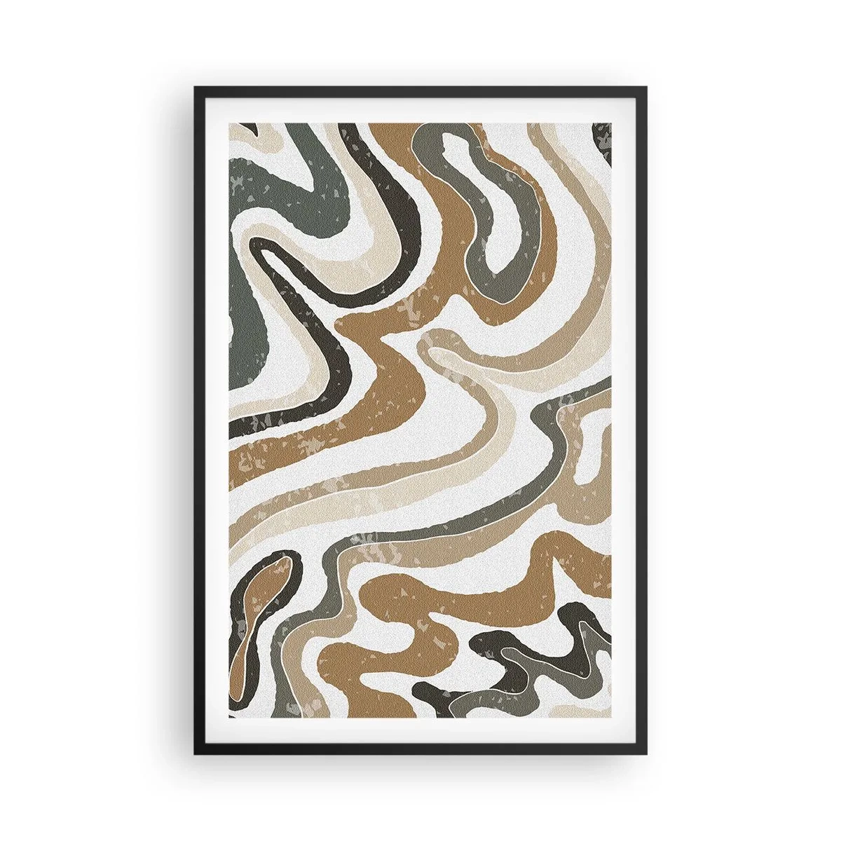 Affisch i svart ram - Meandrar av jordnära färger - 61x91 cm