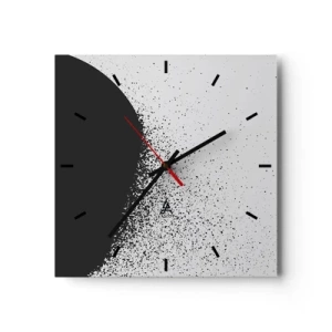 Väggklocka - Klocka på glas - Partiklarnas rörelse - 40x40 cm