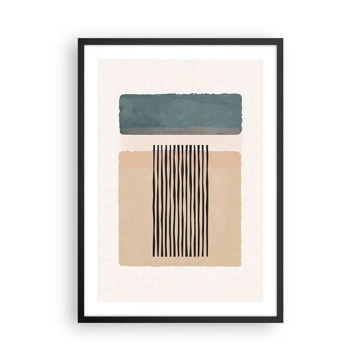 Affisch i svart ram - Abstrakta geometriska figurer i subtila färger - 50x70cm - Allt väl - Modern väggdekoration för vardagsrum och sovrum ARTTOR