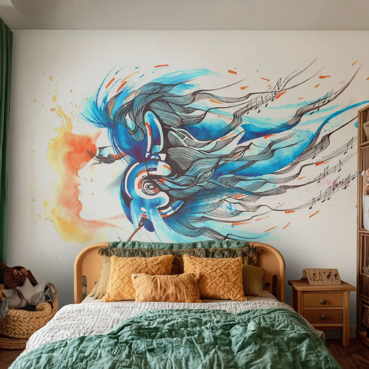 Fototapet Standard Eco - Låt musiken spela - Abstraktion, Kvinna, musik - 350x256 cm