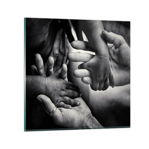 Glastavla - Bild på glas - Att vara människa - 70x70 cm