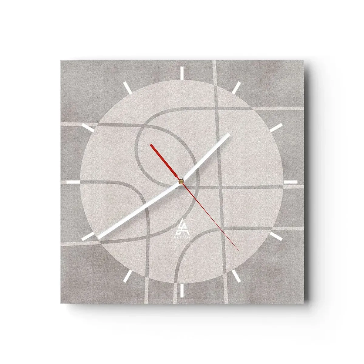 Väggklocka - Klocka på glas - Cirkulärt och rakt fram - 40x40 cm