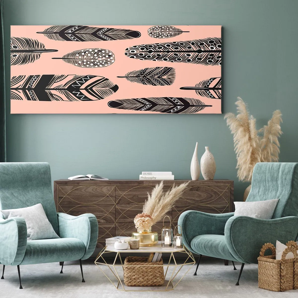 Canvastavla - Bild på duk - Indiansk middag - 120x50 cm