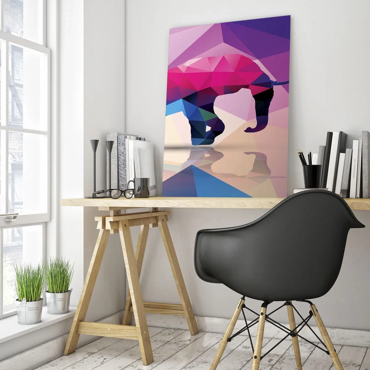 Glastavla - Bild på glas - Kristalldinosaurie - 50x70 cm